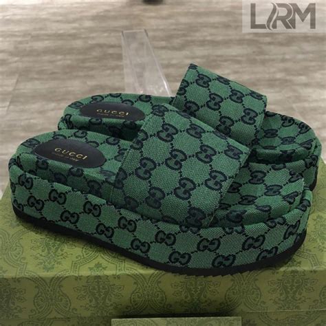 gucci g slides|green Gucci platform slides.